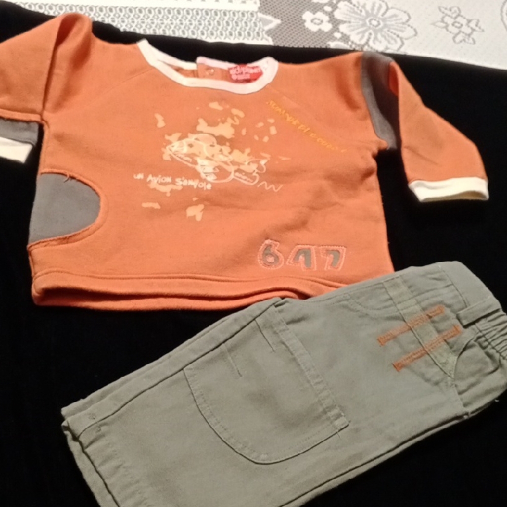 Kids Orange and Gray Matching Set